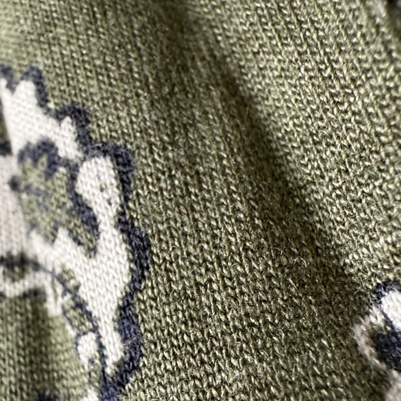 LOFT Olive Floral V-Neck Blouse - Picture 2 of 4